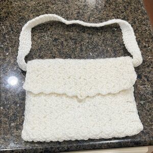Vintage  White Crochet Shoulder Bag